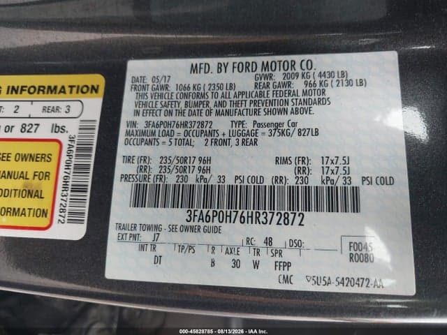 2017 FORD FUSION SE 9