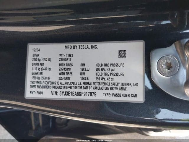 2025 TESLA MODEL 3 LONG RANGE REAR-WHEEL DRIVE/STANDARD REAR-WHEEL DRIVE 9