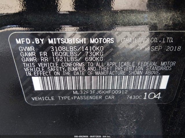 2019 MITSUBISHI MIRAGE G4 ES 9