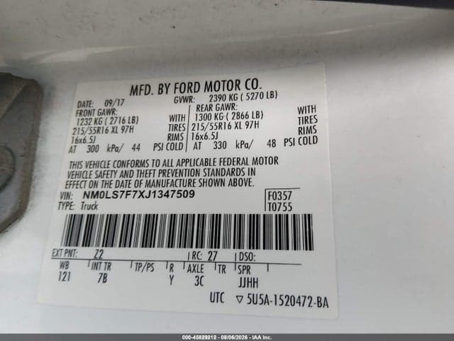 2018 FORD TRANSIT CONNECT XLT 9