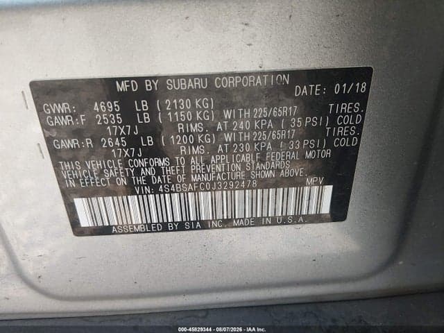2018 SUBARU OUTBACK 2.5I PREMIUM 9
