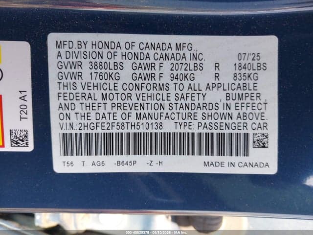 2026 HONDA CIVIC SPORT 9