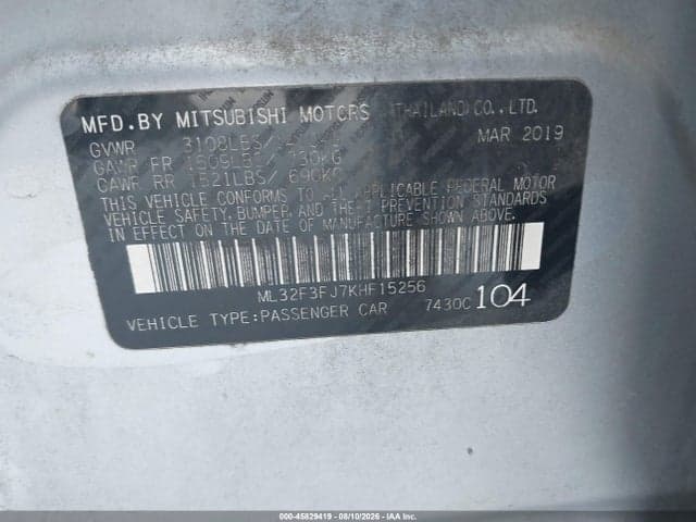 2019 MITSUBISHI MIRAGE G4 ES 9