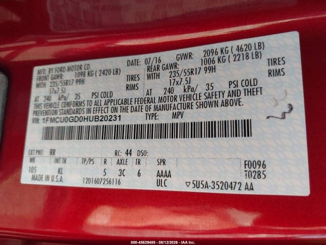 2017 FORD ESCAPE SE 9
