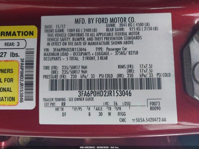 2018 FORD FUSION SE 9