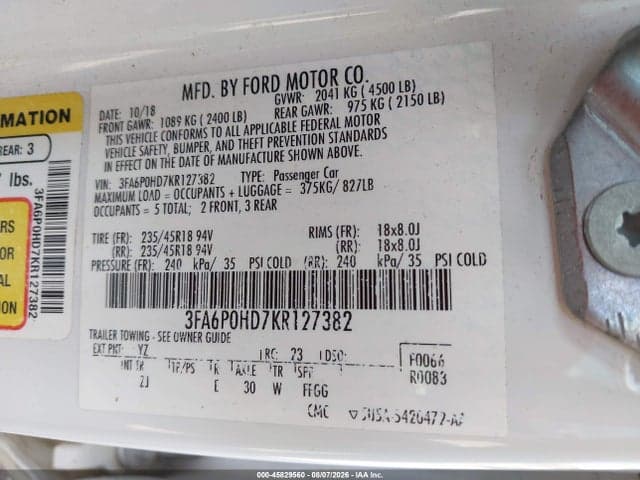 2019 FORD FUSION SE 9