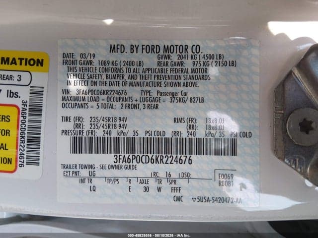 2019 FORD FUSION SEL 9