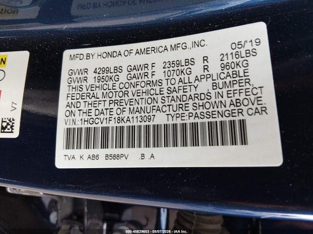 2019 HONDA ACCORD LX 9