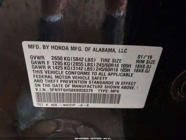 2019 HONDA PILOT EX-L 9