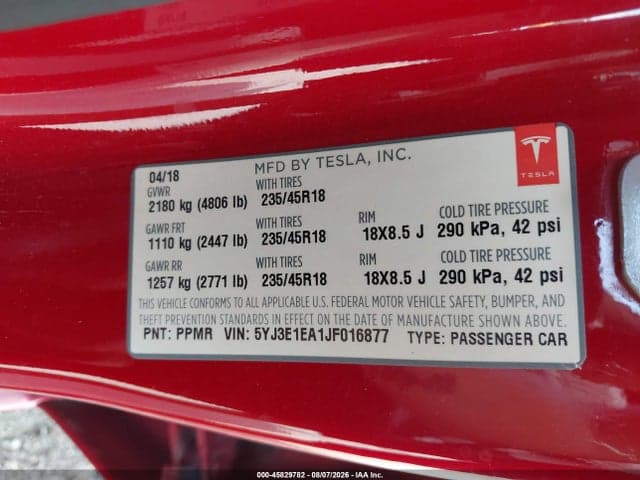 2018 TESLA MODEL 3 LONG RANGE/MID RANGE 9