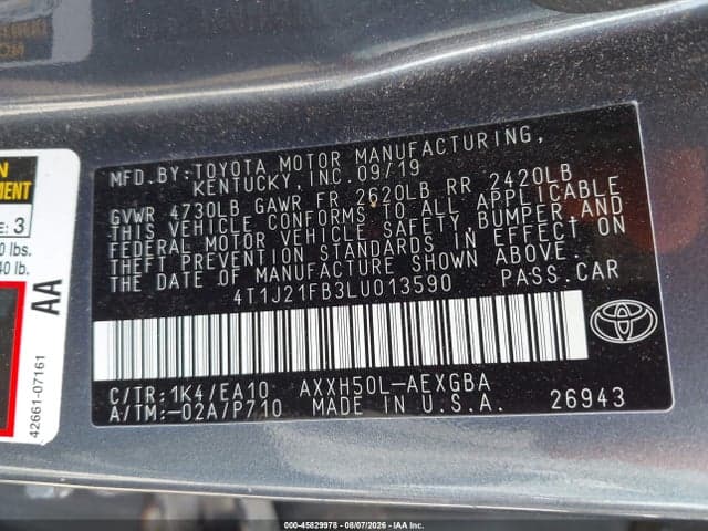 2020 TOYOTA AVALON HYBRID XLE 9