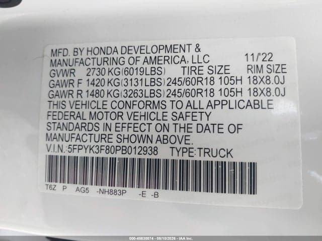 2023 HONDA RIDGELINE BLACK EDITION 9
