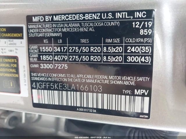 2020 MERCEDES-BENZ GLS 450 4MATIC 9