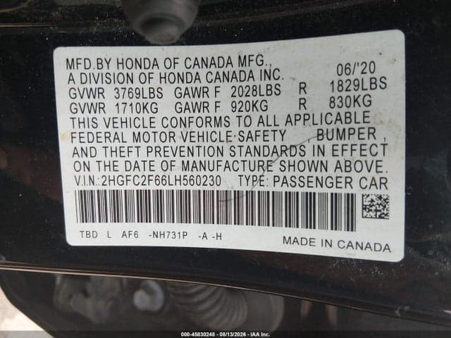 2020 HONDA CIVIC LX 9