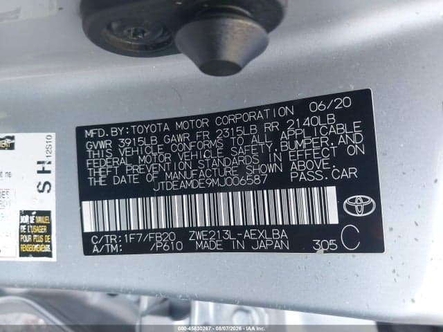 2021 TOYOTA COROLLA HYBRID LE 9
