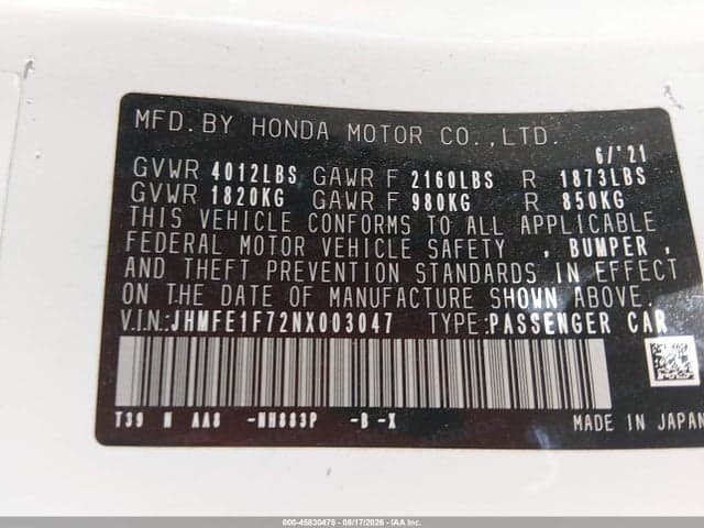 2022 HONDA CIVIC EX 9