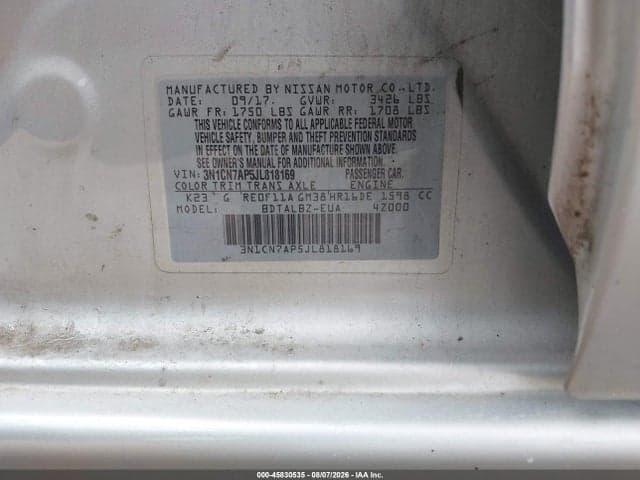 2018 NISSAN VERSA 1.6 SV 9