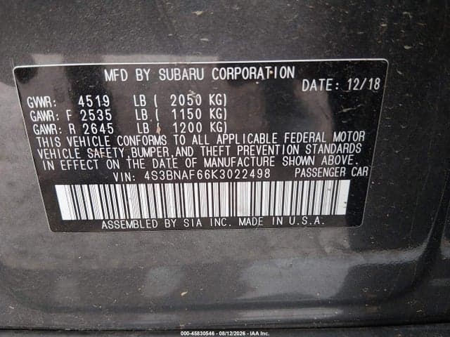 2019 SUBARU LEGACY 2.5I PREMIUM 9