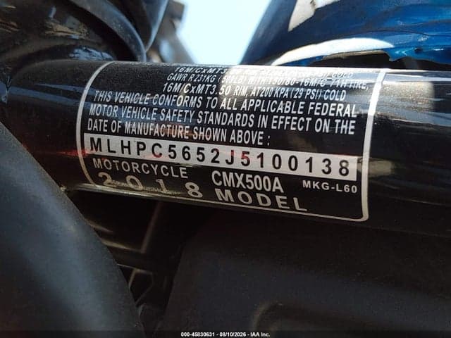 2018 HONDA CMX500 A 10