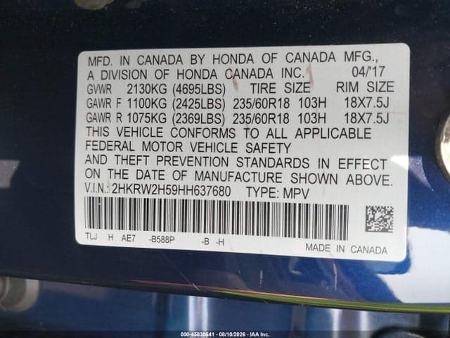 2017 HONDA CR-V EX 8