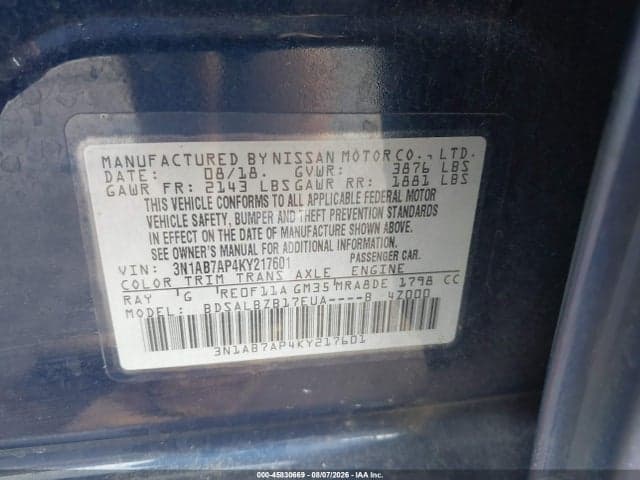 2019 NISSAN SENTRA S 9