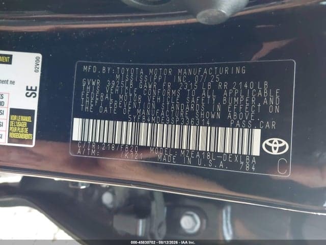 2025 TOYOTA COROLLA LE 9