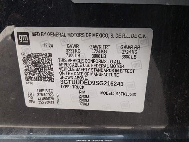 2025 GMC SIERRA 1500 4WD SHORT BOX SLT 9