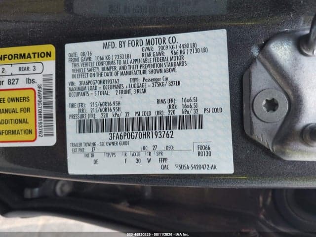 2017 FORD FUSION S 9