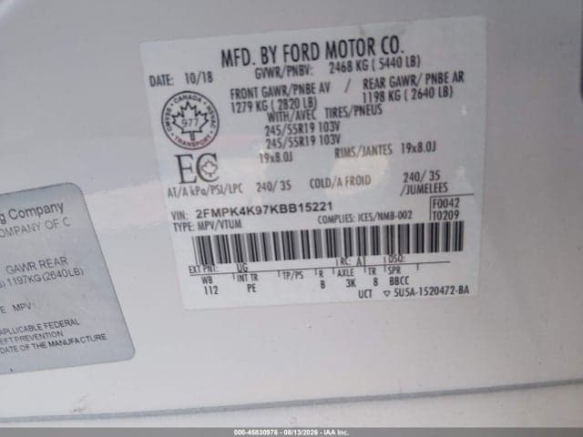 2019 FORD EDGE TITANIUM 9
