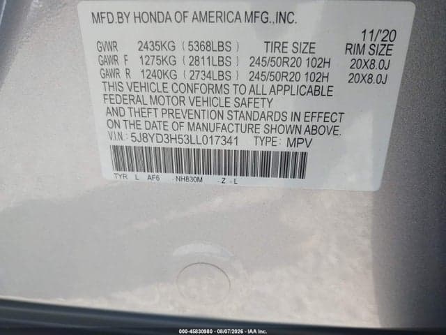 2020 ACURA MDX TECHNOLOGY PACKAGE 9