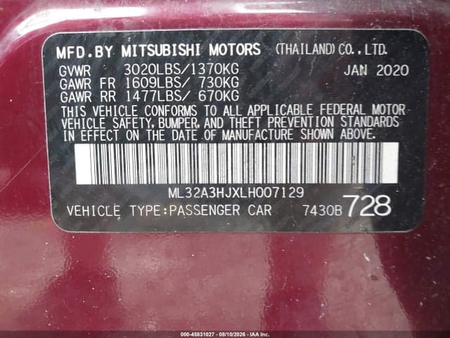 2020 MITSUBISHI MIRAGE ES/SE 9