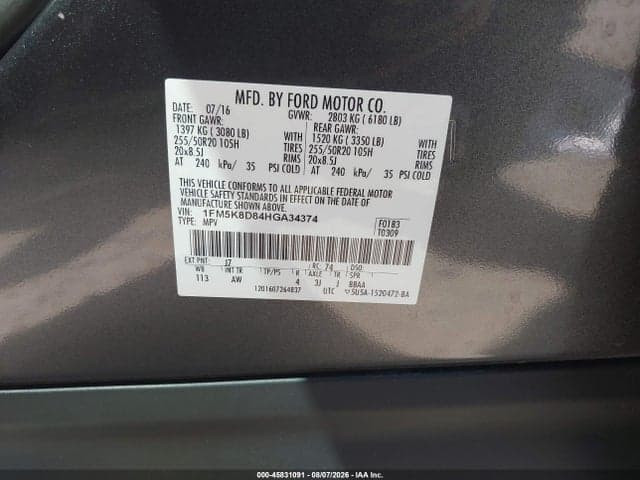 2017 FORD EXPLORER XLT 9