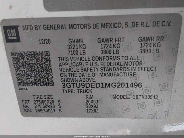 2021 GMC SIERRA 1500 4WD SHORT BOX SLT 9
