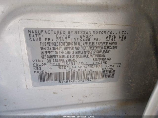 2018 NISSAN SENTRA S 9