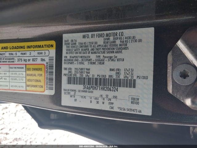 2017 FORD FUSION SE 9
