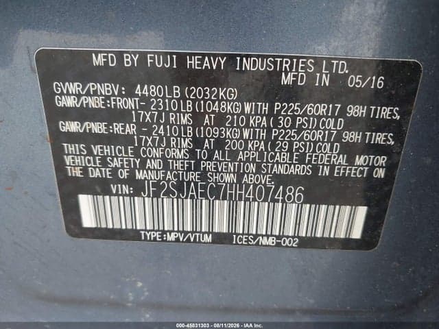 2017 SUBARU FORESTER 2.5I PREMIUM 9