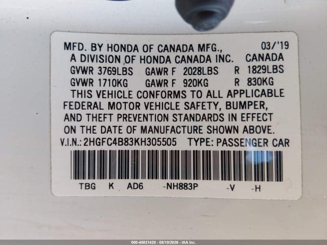 2019 HONDA CIVIC SPORT 9