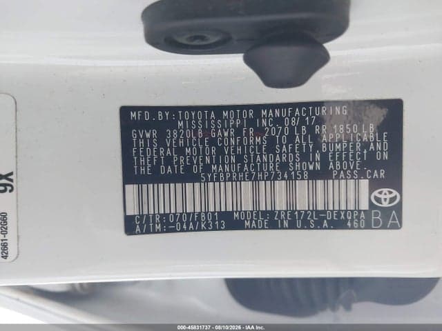 2017 TOYOTA COROLLA LE ECO 4