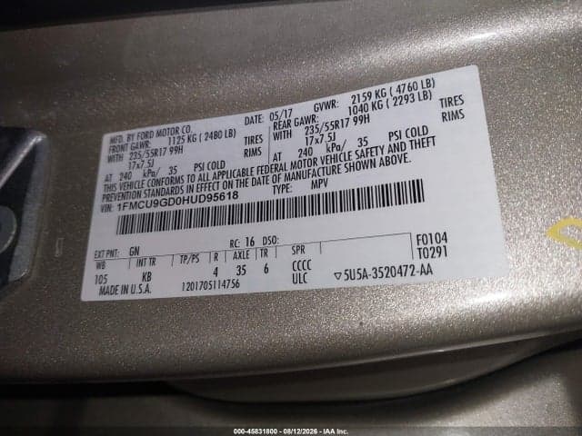 2017 FORD ESCAPE SE 9