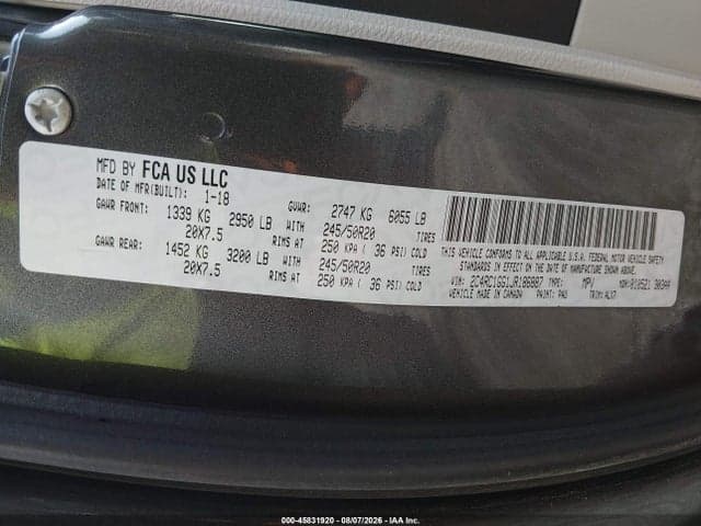 2018 CHRYSLER PACIFICA LIMITED 9
