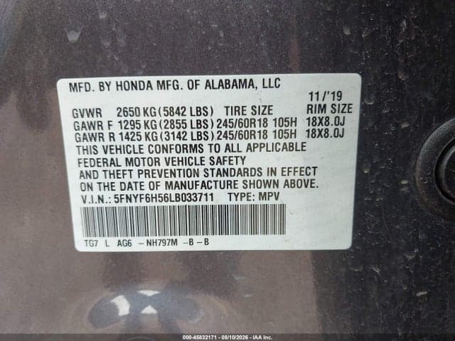 2020 HONDA PILOT AWD EX-L 9