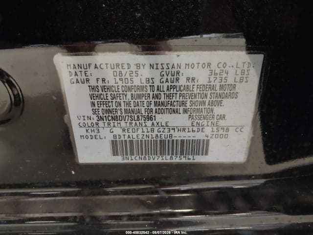 2025 NISSAN VERSA 1.6 S 9