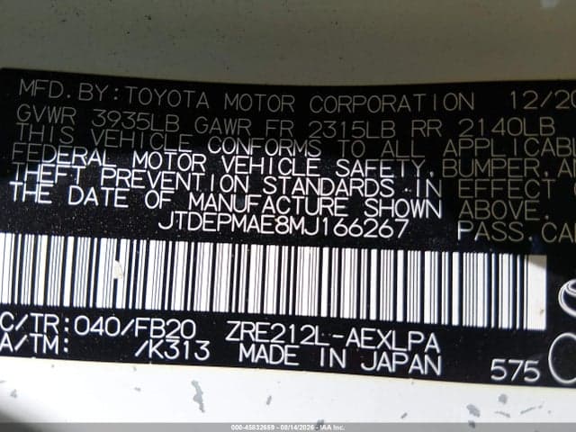 2021 TOYOTA COROLLA LE 9