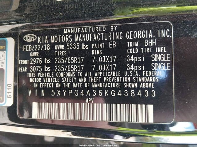 2019 KIA SORENTO 2.4L LX 9