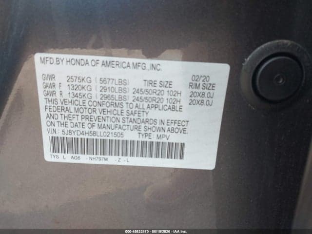 2020 ACURA MDX TECHNOLOGY PACKAGE 9