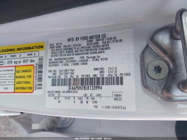 2020 FORD FUSION SE 9