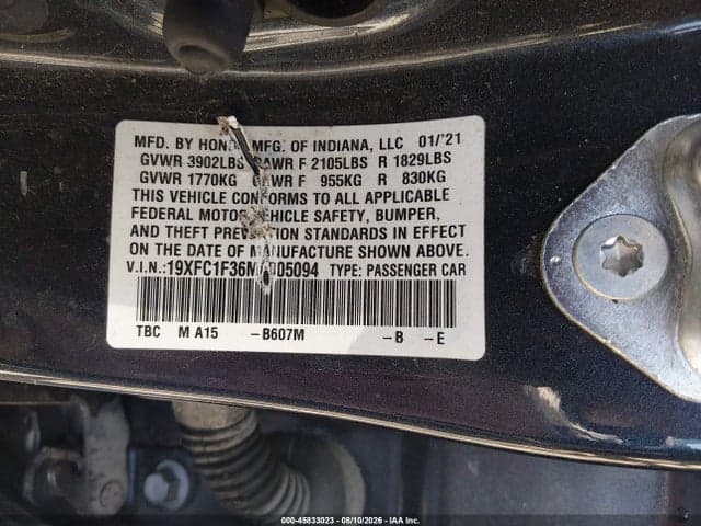 2021 HONDA CIVIC EX 9