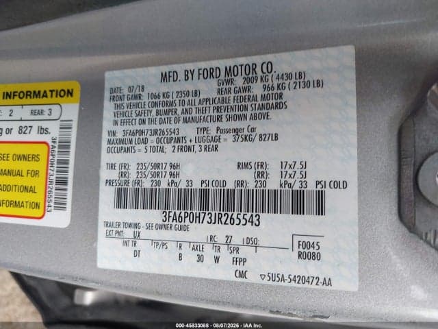 2018 FORD FUSION SE 9