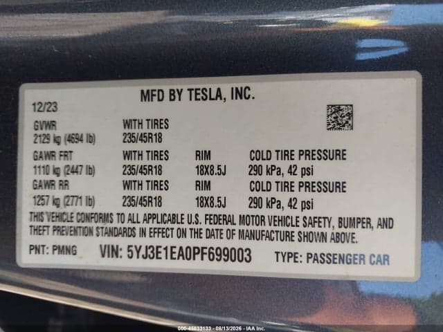2023 TESLA MODEL 3 REAR-WHEEL DRIVE 9