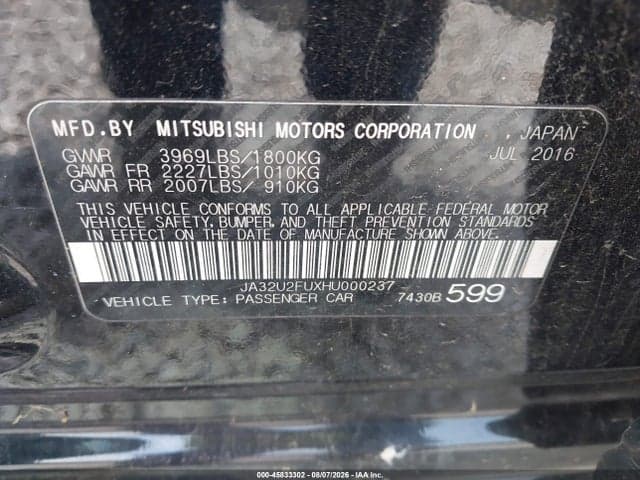 2017 MITSUBISHI LANCER ES 9